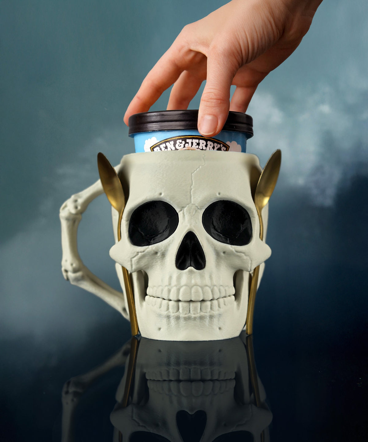 Porte-Glace Crâne Skullivan imprimé en 3D pour pot de glace – Jagou Design