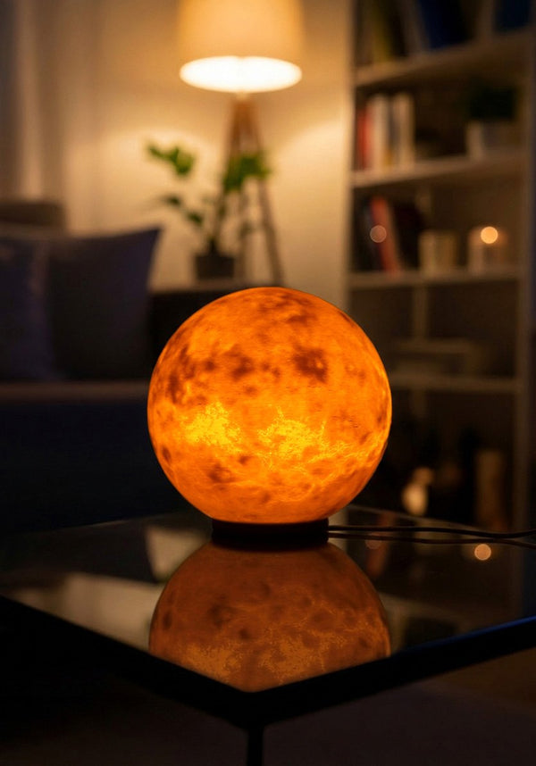 Lampe Vénus imprimée en 3D allumée, lampe d'ambiance planète – Jagou Design