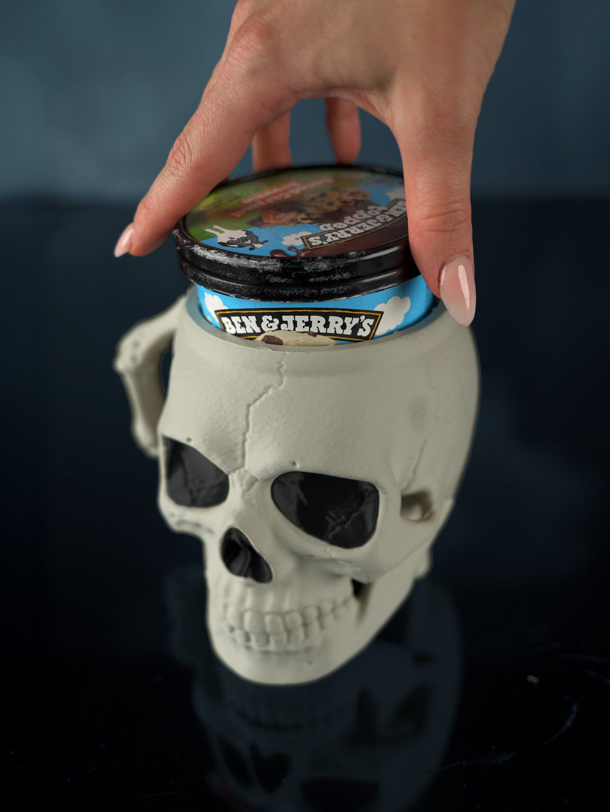 Porte-Glace Crâne Skullivan imprimé en 3D pour pot de glace – Jagou Design